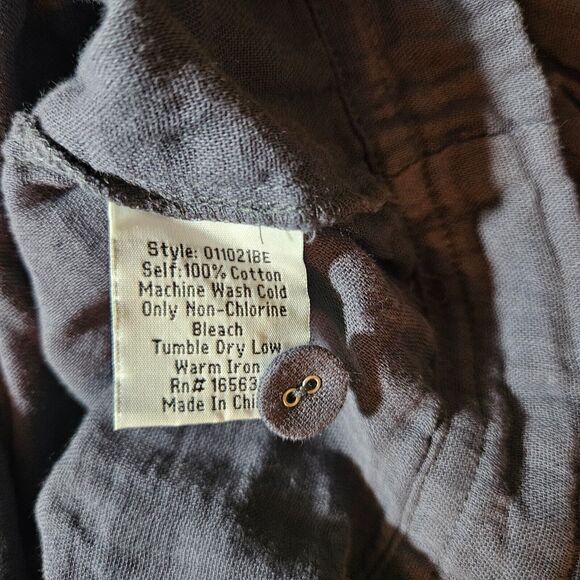 Calme by Johnny Was Double Pocket Shacket Long Sleeve Shirt Gauze Graphite Sz M - Picture 10 of 10